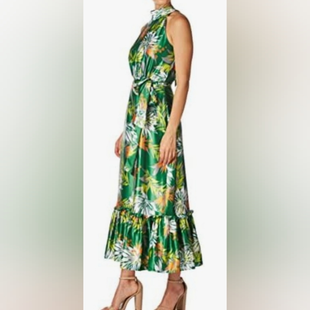 Ralph Lauren,Tropical-Print A-Line Maxi Dress size 8, excellent condition